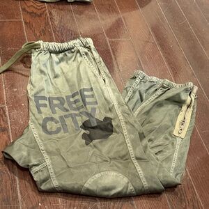 freecity satin jump pants Olive Green Bottoms- MEDIUM